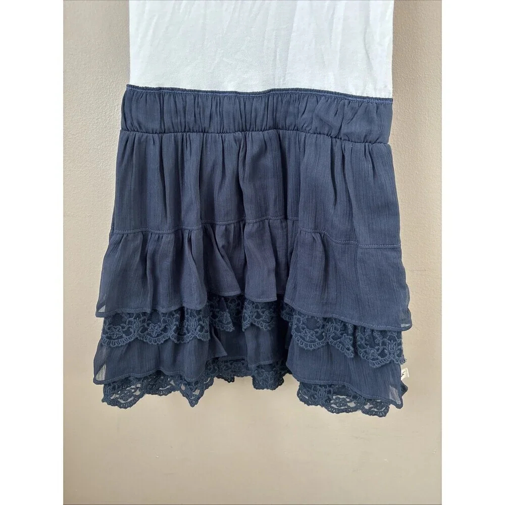 Hollister Women’s S Social Stretch Tank Dress Navy Tiered Lace Y2K - Picture 4 of 6